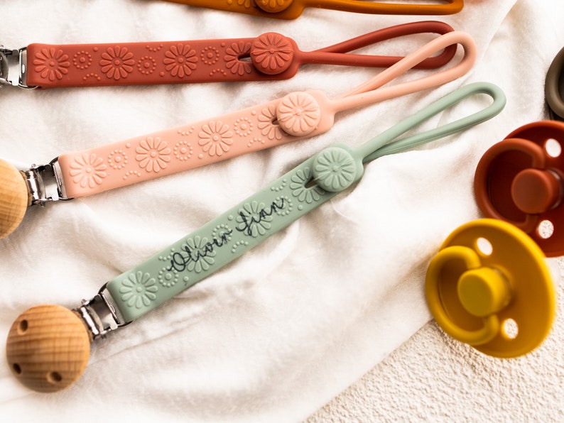 Personalized Silicone Pacifier Clip: Laser Engraved Dummy Chain image 8