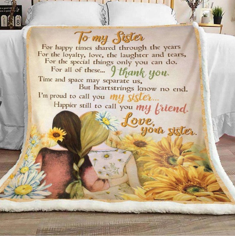 Sunflower Blanket Personalized To My Sister Blanket Quilt Etsy