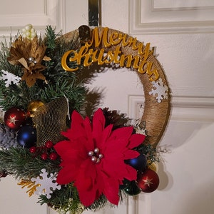 Christmas Wreath | Door Decoration | Christmas Ornament | Holiday Season with Added Door Hook | Handmade