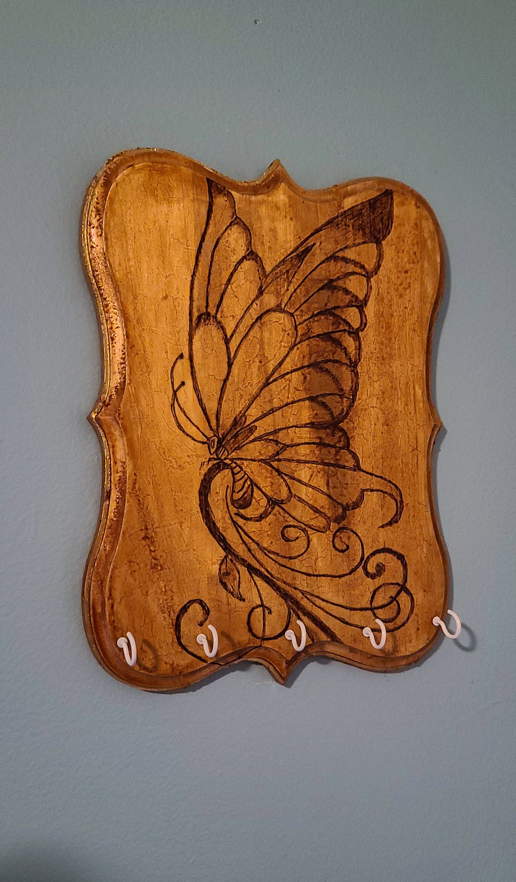 Hand Burned Pyrography Key Holder/ Wall Key Holder/ Tiger Plaque ...