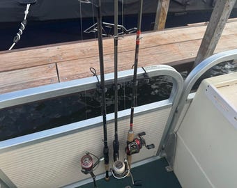 fish on rod holder accessories 2 Pack Fishing Holders for Kayak & Boat, 360 Swivel Clamp Rod with Enlarged Base, Fits Round Square Tubes, Jon Boat, Canoe, Fishing : Sports & Outdoors not swinging around in front like so many other fly rod holders Portable Pontoon Fishing Rod Flexi