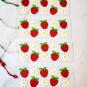 Strawberry and Daisy Bookmark | Acrylic Bookmark | Summertime Strawberries | Strawberry Bookmark | Daisy Bookmark