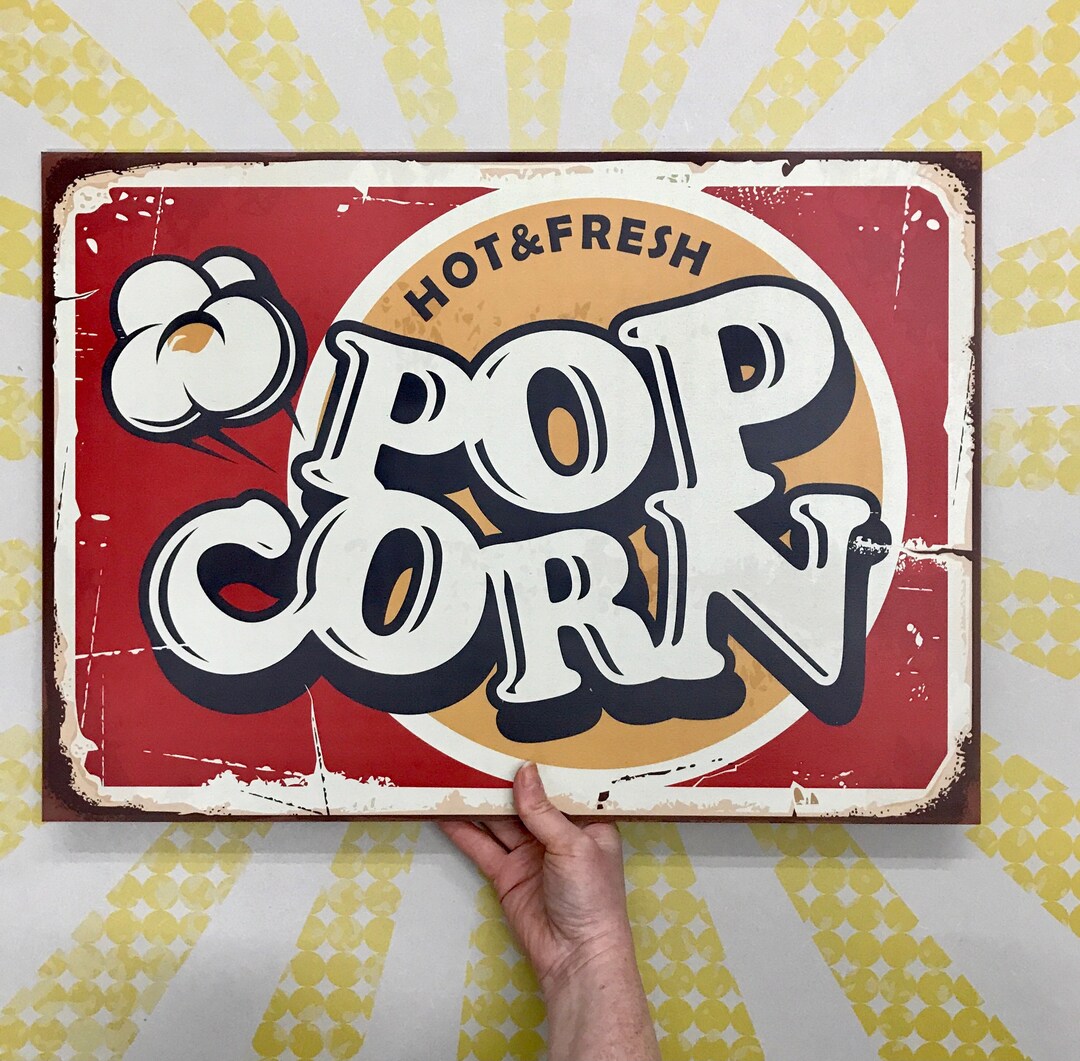 Giant Vintage Retro Style Popcorn Sign Movie Night Home Cinema - Etsy