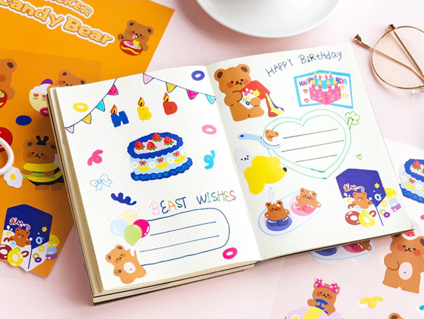 cute bears stickers korean stationery kawaii sticker