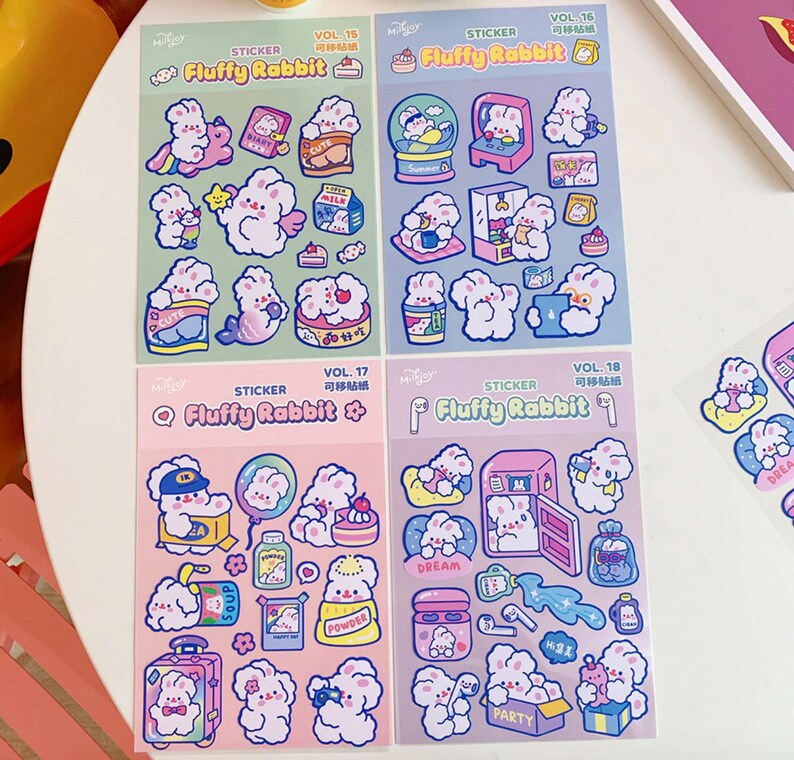Milkjoy Fluffy Bunny Stickers / Korean Stationery / Kawaii Etsy