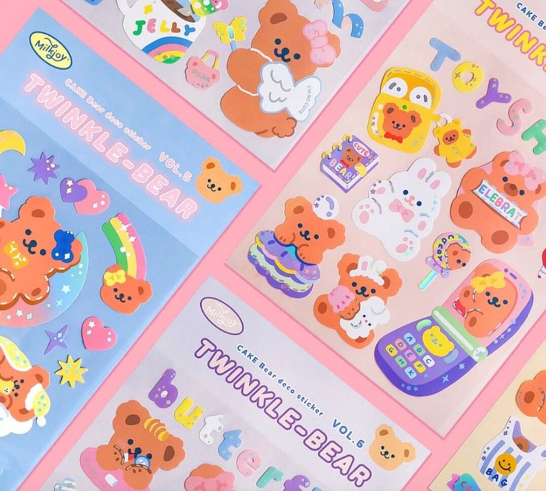 milkjoy shining bears stickers korean stationery kawaii etsy
