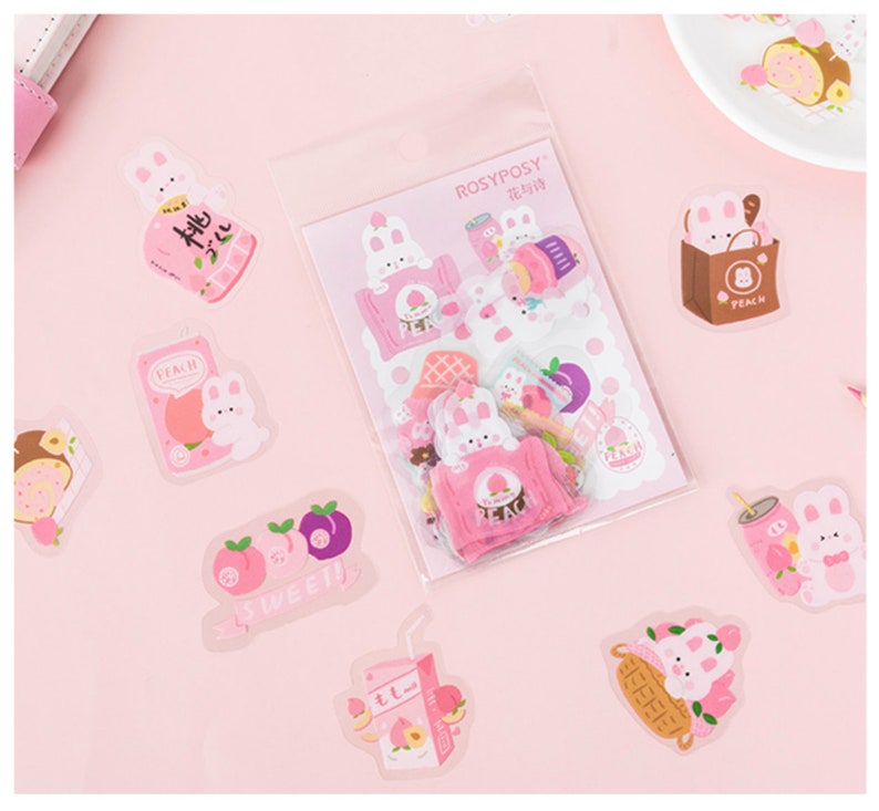 Set of 40 Stickers / Korean Stationery / Cute Rabbits and Etsy Canada
