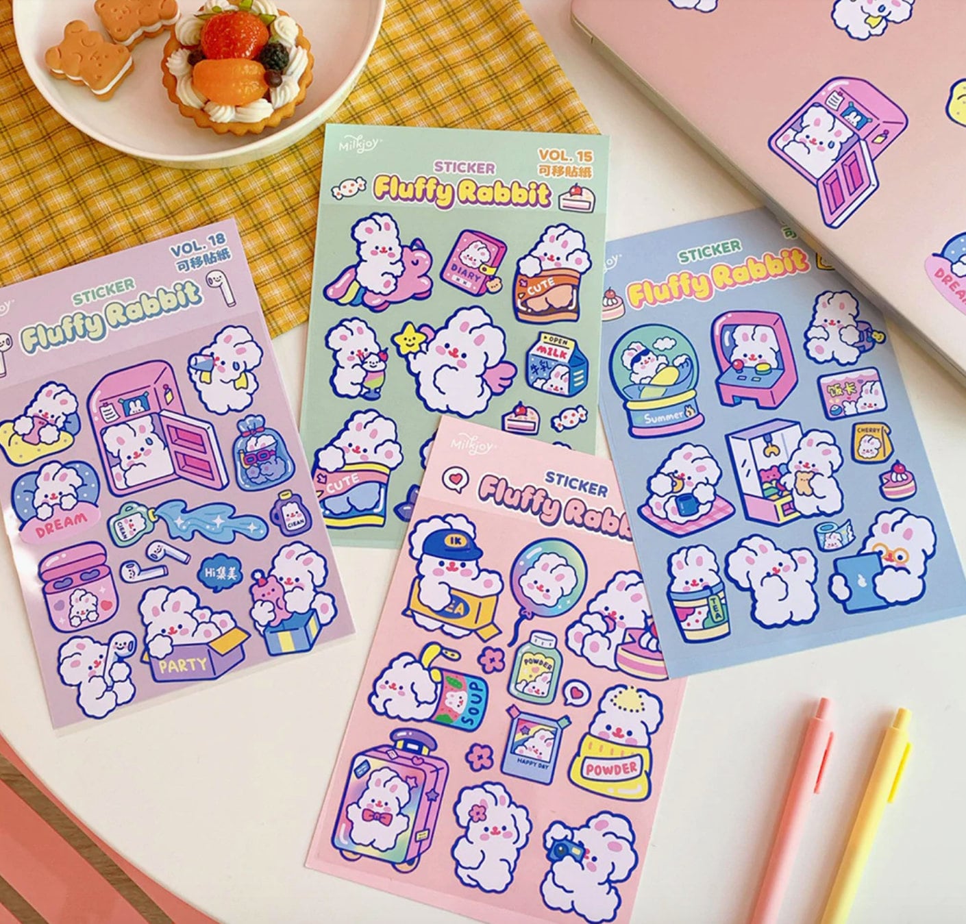 Milkjoy Fluffy Bunny Stickers / Korean Stationery / Kawaii Etsy