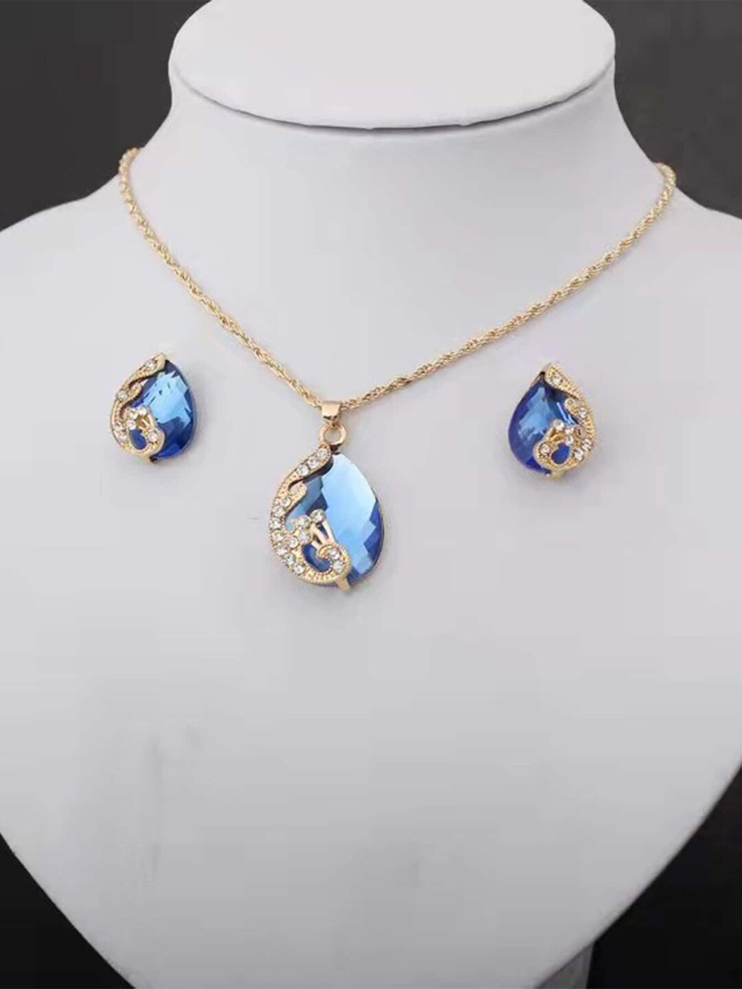 4pcs Rhinestone Waterdrop Decor Jewelry Set Radiant Etsy