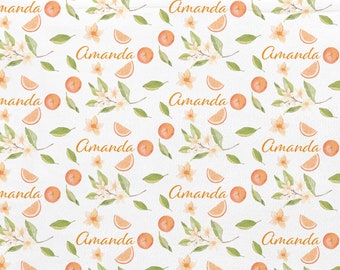 Personalized Orange Name Blanket, Citrus Themed Nursery, Custom Name Blanket, Personalized Baby Blanket, Orange Baby Décor, Orange Nursery