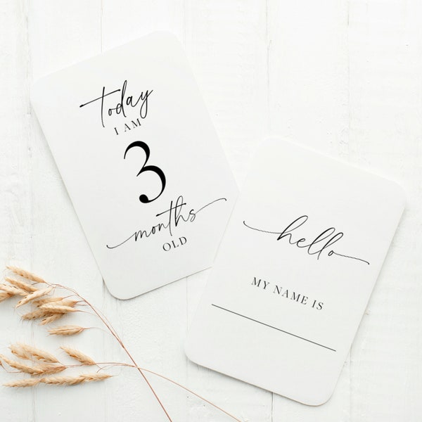 Neutral Milestone Cards . Baby Milestone Cards . Baby Month Cards . Milestone Cards . Minimalist . Modern . Simple . Digital Download