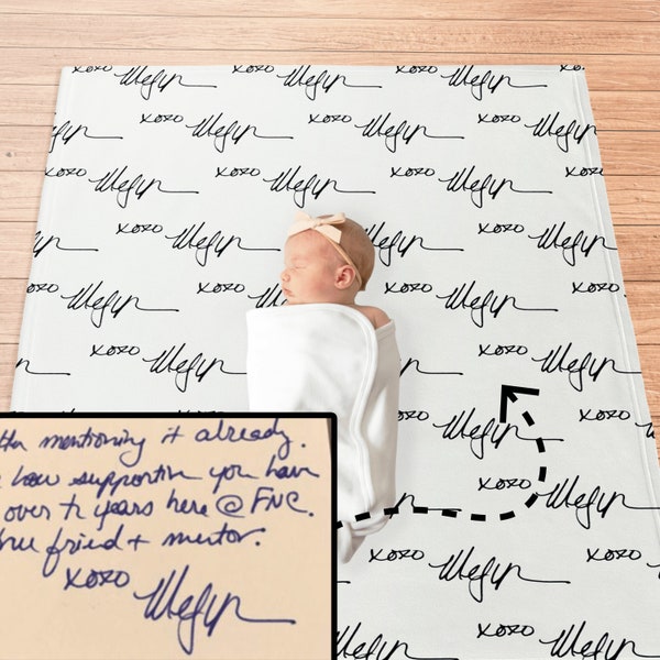 Personalized Handwriting Baby Blanket . Handwritten Gift . Personalized Handwriting Gifts . Personalized Baby Blanket . Christmas Gift