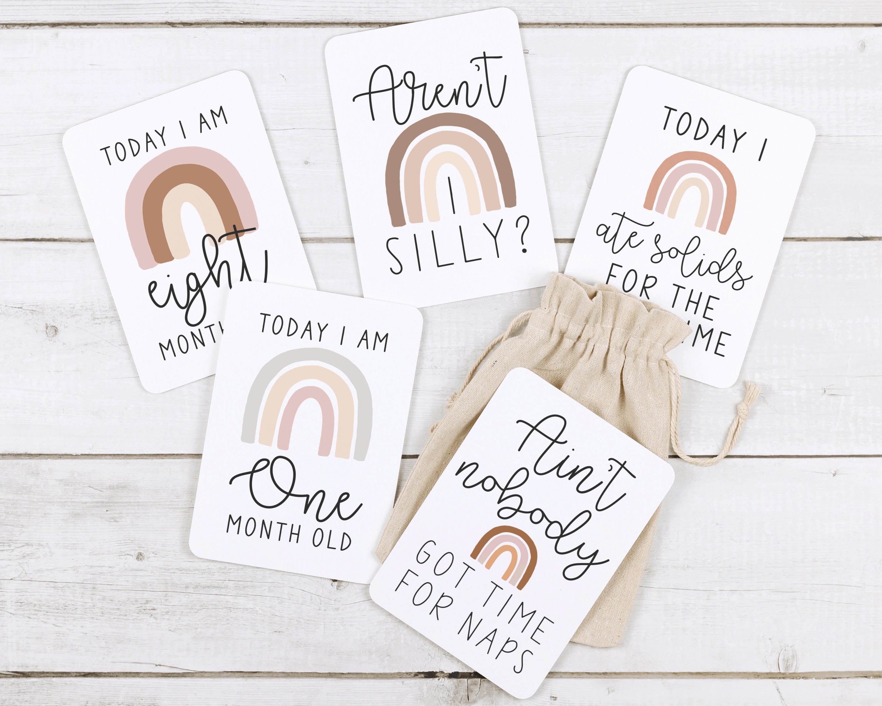 Neutral Rainbow Milestone Cards . Baby Milestone Cards . Baby Month ...