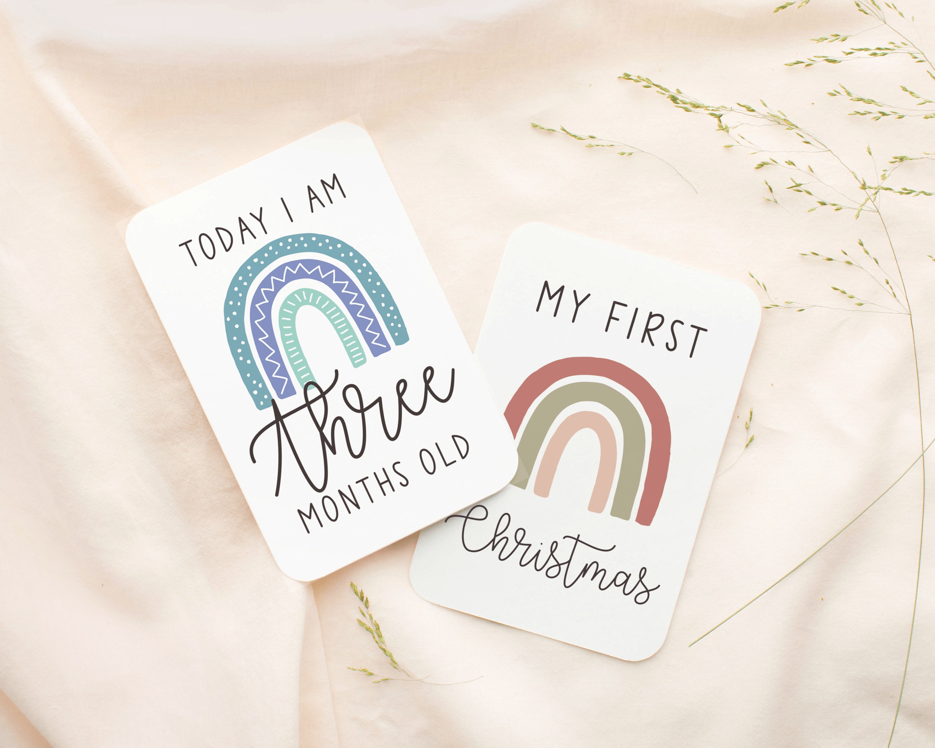 Blue Rainbow Milestone Cards . Baby Milestone Cards . Baby Month Cards ...