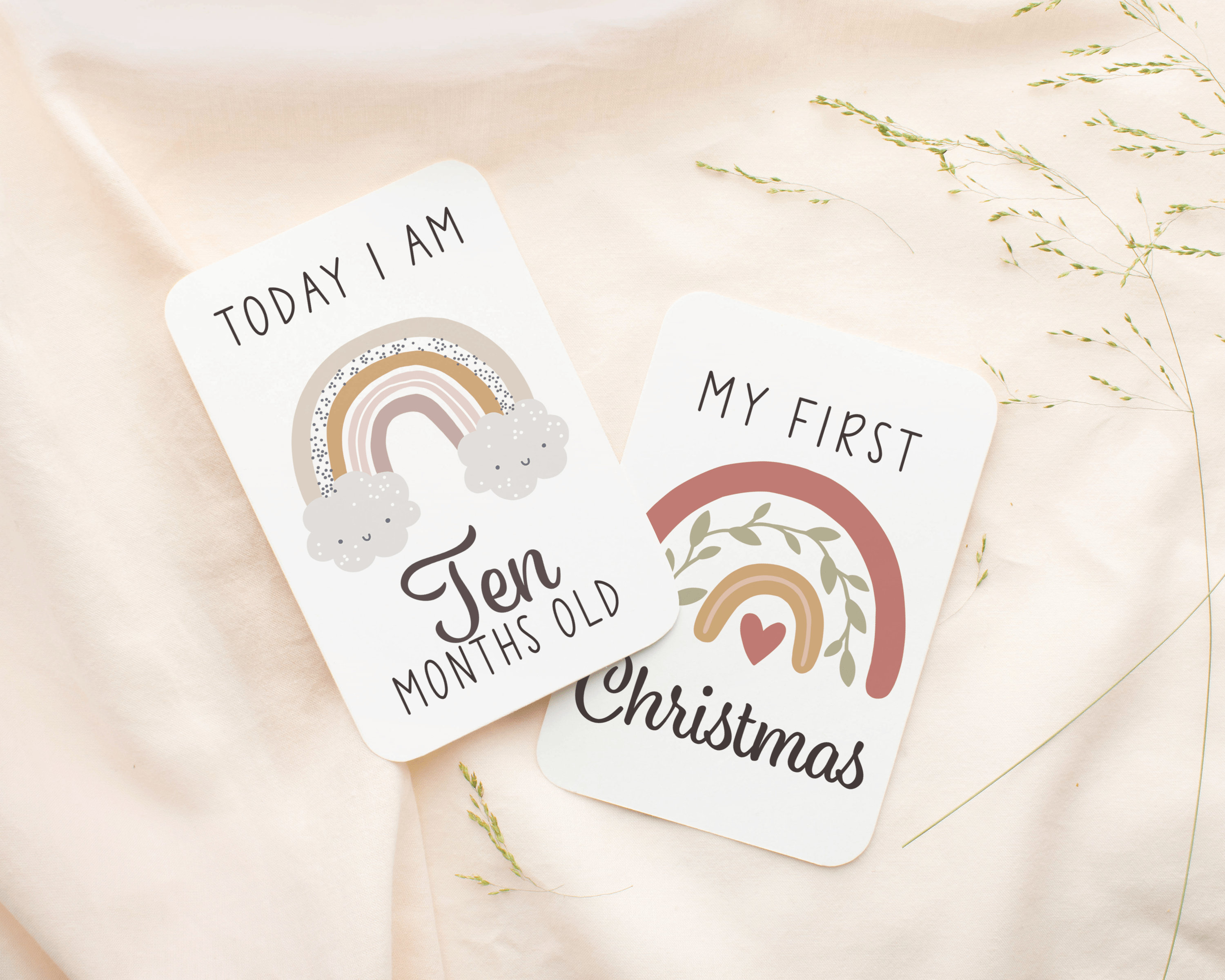 Neutral Rainbow Milestone Cards . Baby Milestone Cards . Baby Month ...
