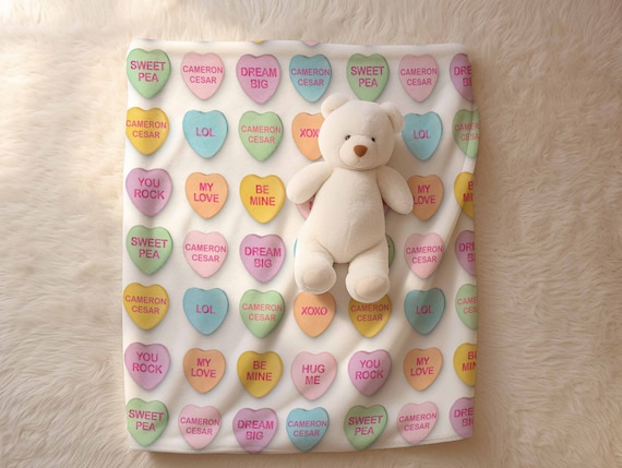 Conversation Hearts Baby Blanket, Valentine Gift for Baby or ...