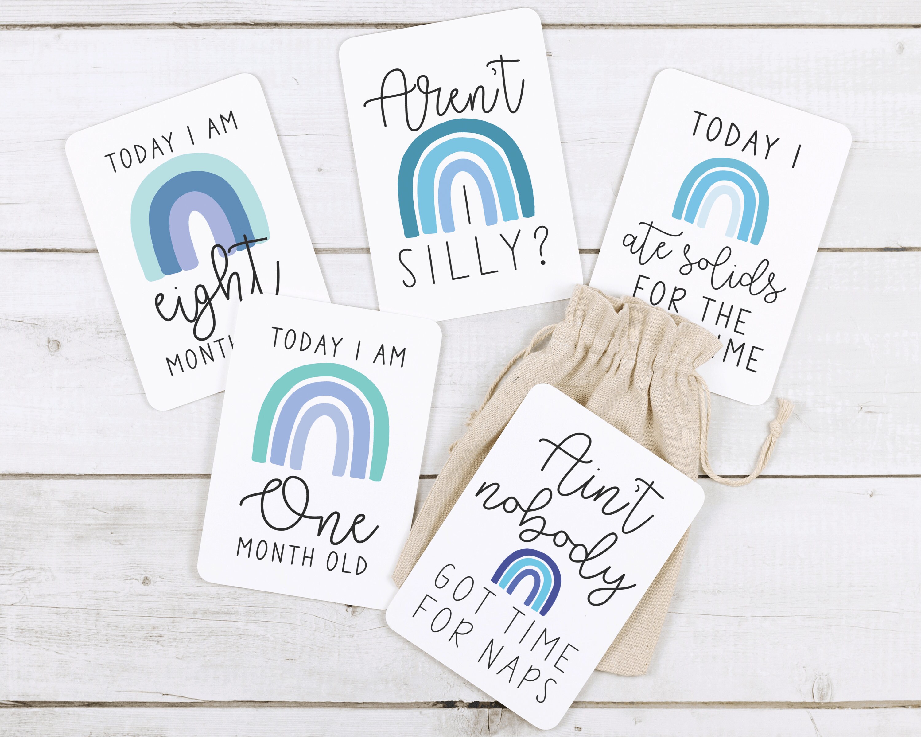 Blue Rainbow Milestone Cards . Baby Milestone Cards . Baby Month Cards ...