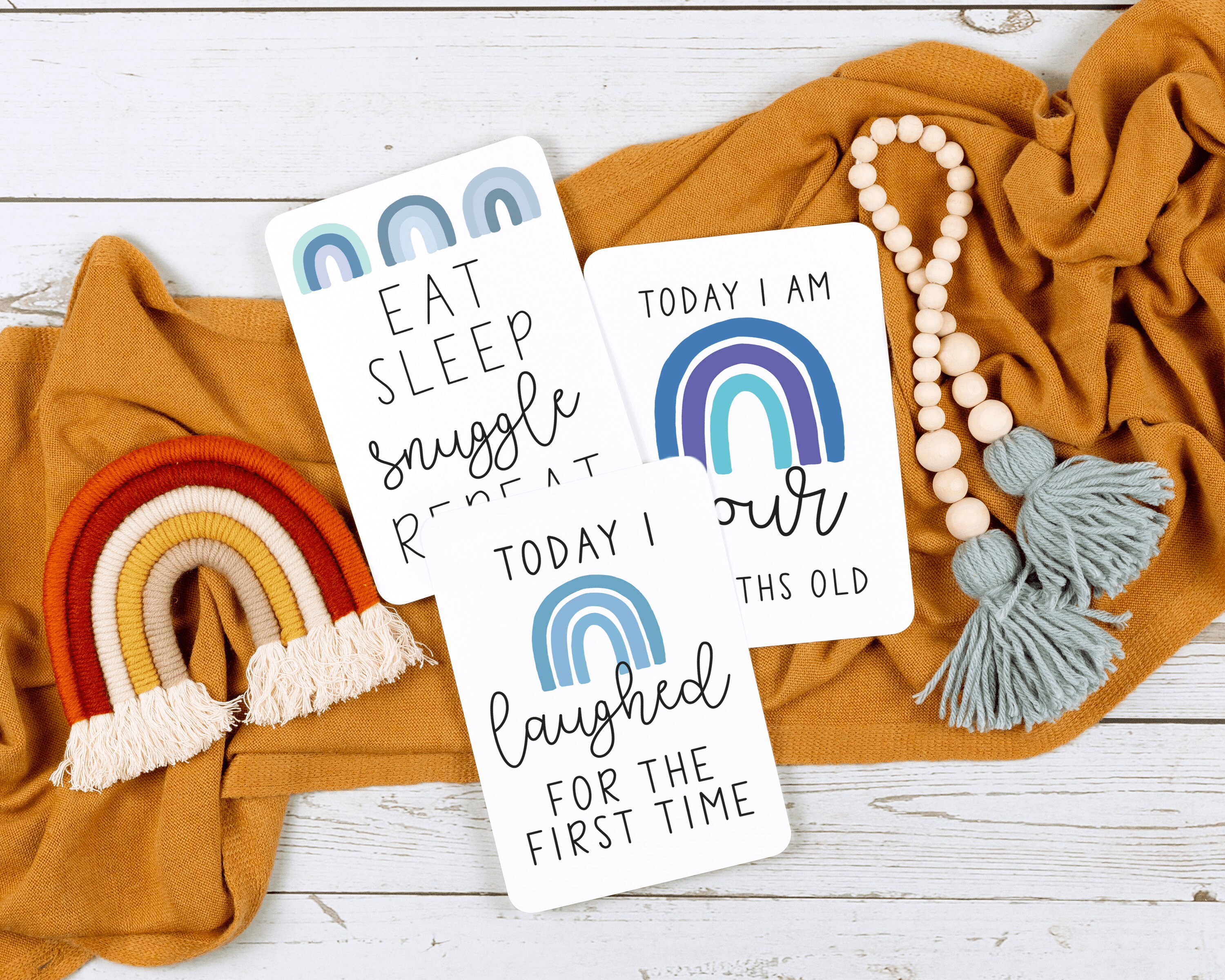 Blue Rainbow Milestone Cards . Baby Milestone Cards . Baby Month Cards ...