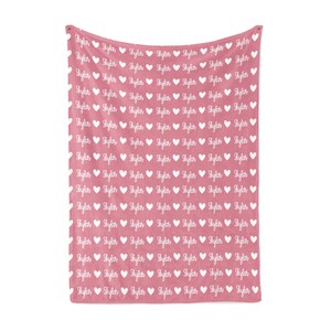Personalized Baby Name Blanket, Heart Themed Name Blanket, Valentine Gift for Baby, Custom Name Blanket, Baby Blanket With Name