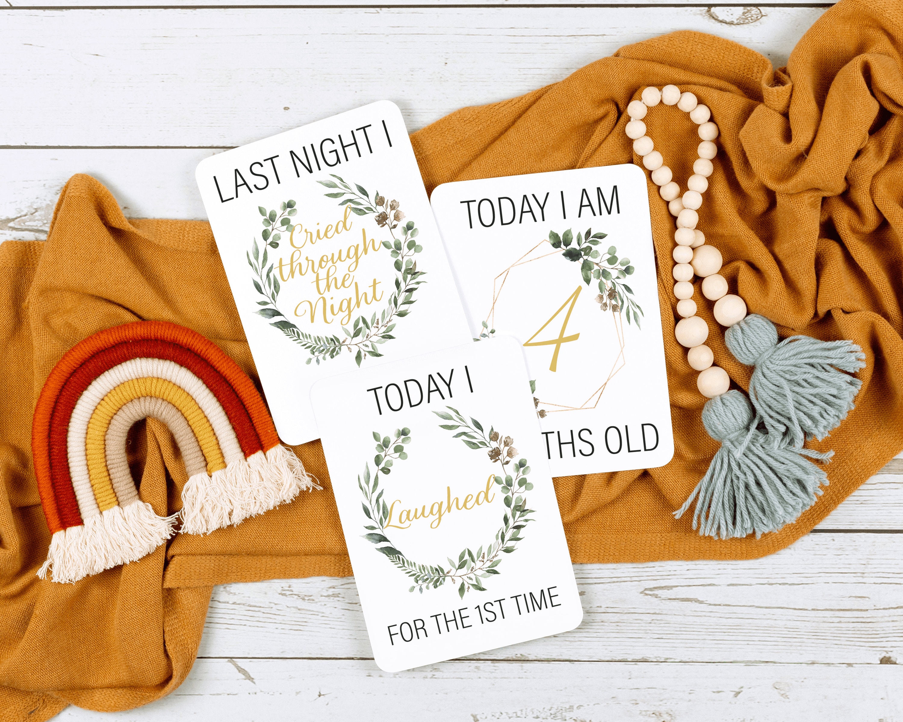 Botanical Wreath Milestone Cards . Baby Milestone Cards . Baby Month ...