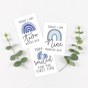 Blue Rainbow Milestone Cards . Baby Milestone Cards . Baby Month Cards ...