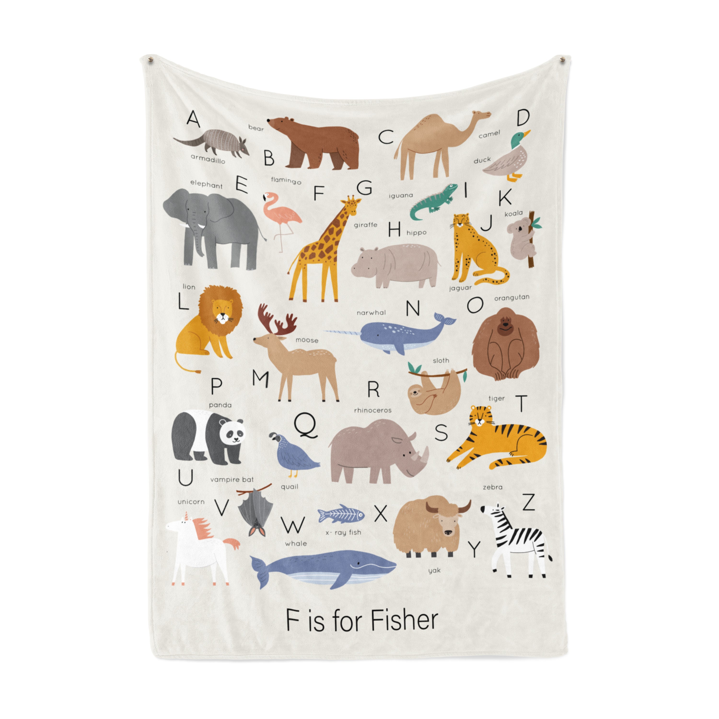 Personalized Baby Name Blanket Alphabet Animal Themed Blanket Etsy