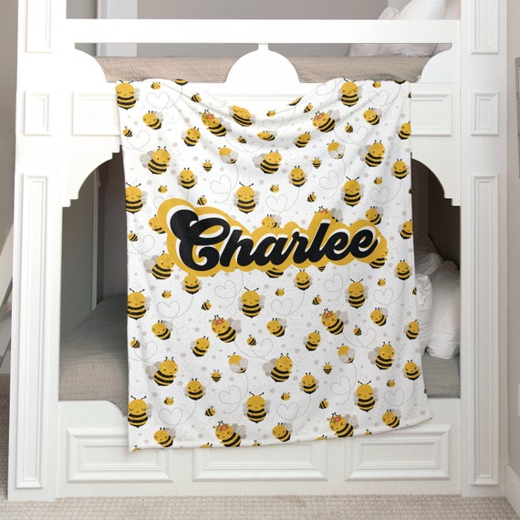 Personalized Bumble Bee Name Blanket Bumble Bee Nursery Honey Bee Nursery Custom Baby Blanket Custom Name Blanket Bee Themed Nursery Etsy Canada