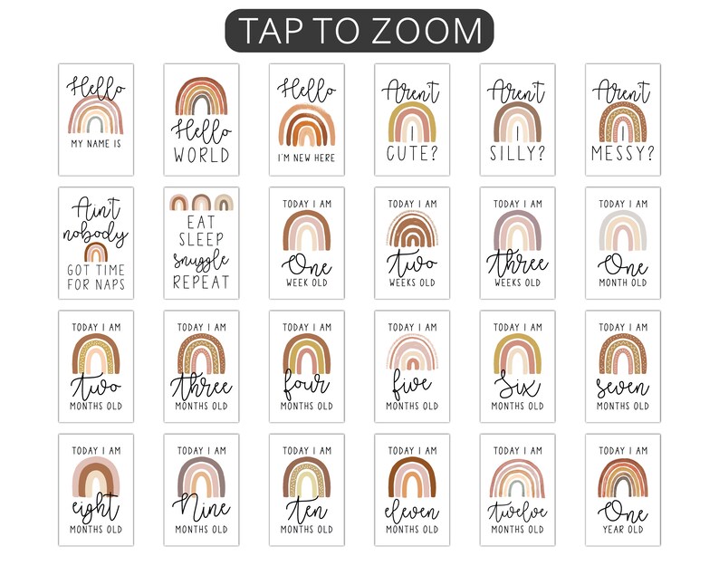 Neutral Rainbow Milestone Cards . Baby Milestone Cards . Baby Month ...