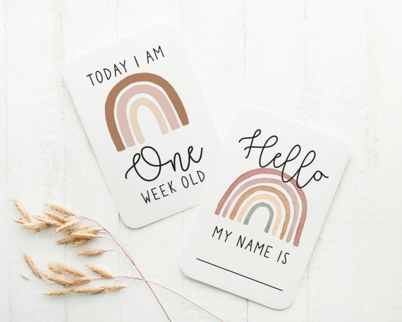 Neutral Rainbow Milestone Cards . Baby Milestone Cards . Baby Month Cards . Milestone Cards . Bohemian . Neutral Rainbow . Digital Download