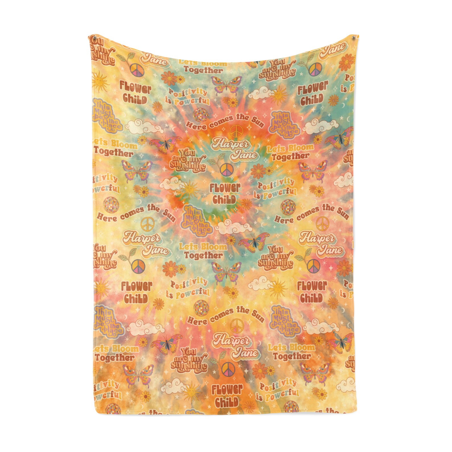 Personalized Tiedye Baby Name Blanket Tiedye Baby Blanket Etsy