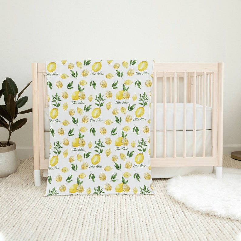 Personalized Lemon Name Blanket Lemon Themed Nursery Custom Etsy