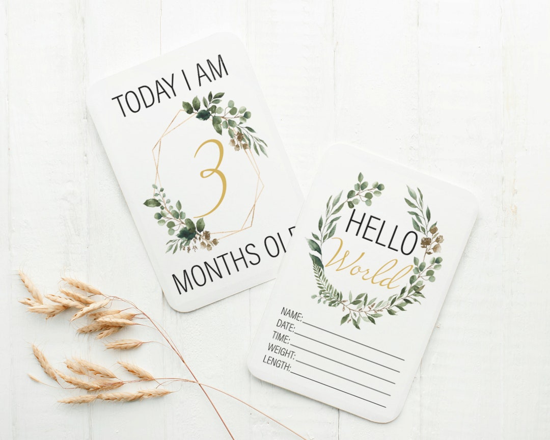 Botanical Wreath Milestone Cards . Baby Milestone Cards . Baby Month ...