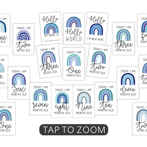 Blue Rainbow Milestone Cards . Baby Milestone Cards . Baby Month Cards ...