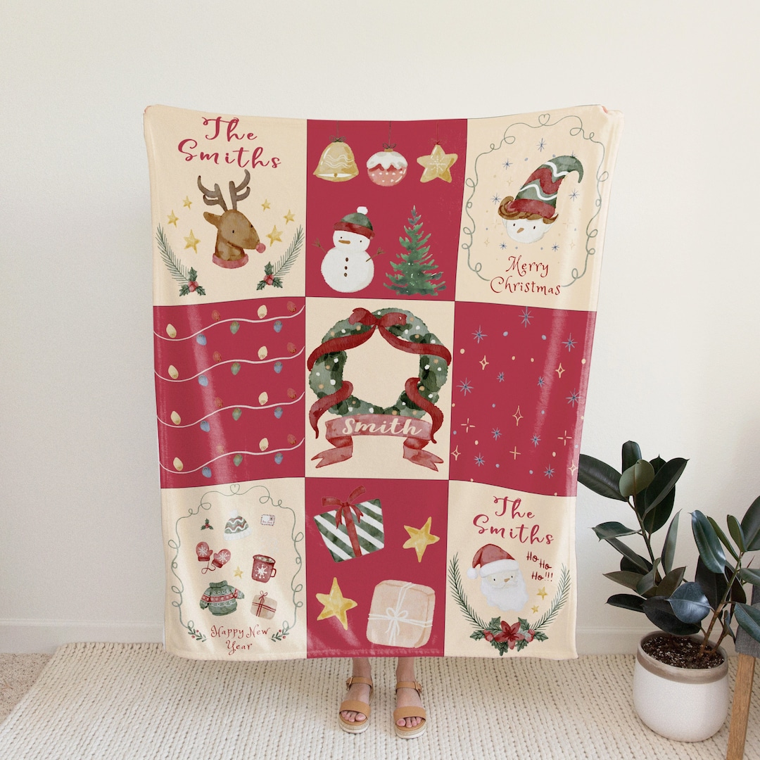 Personalized Christmas Blanket, Custom Family Blanket, Personalized ...