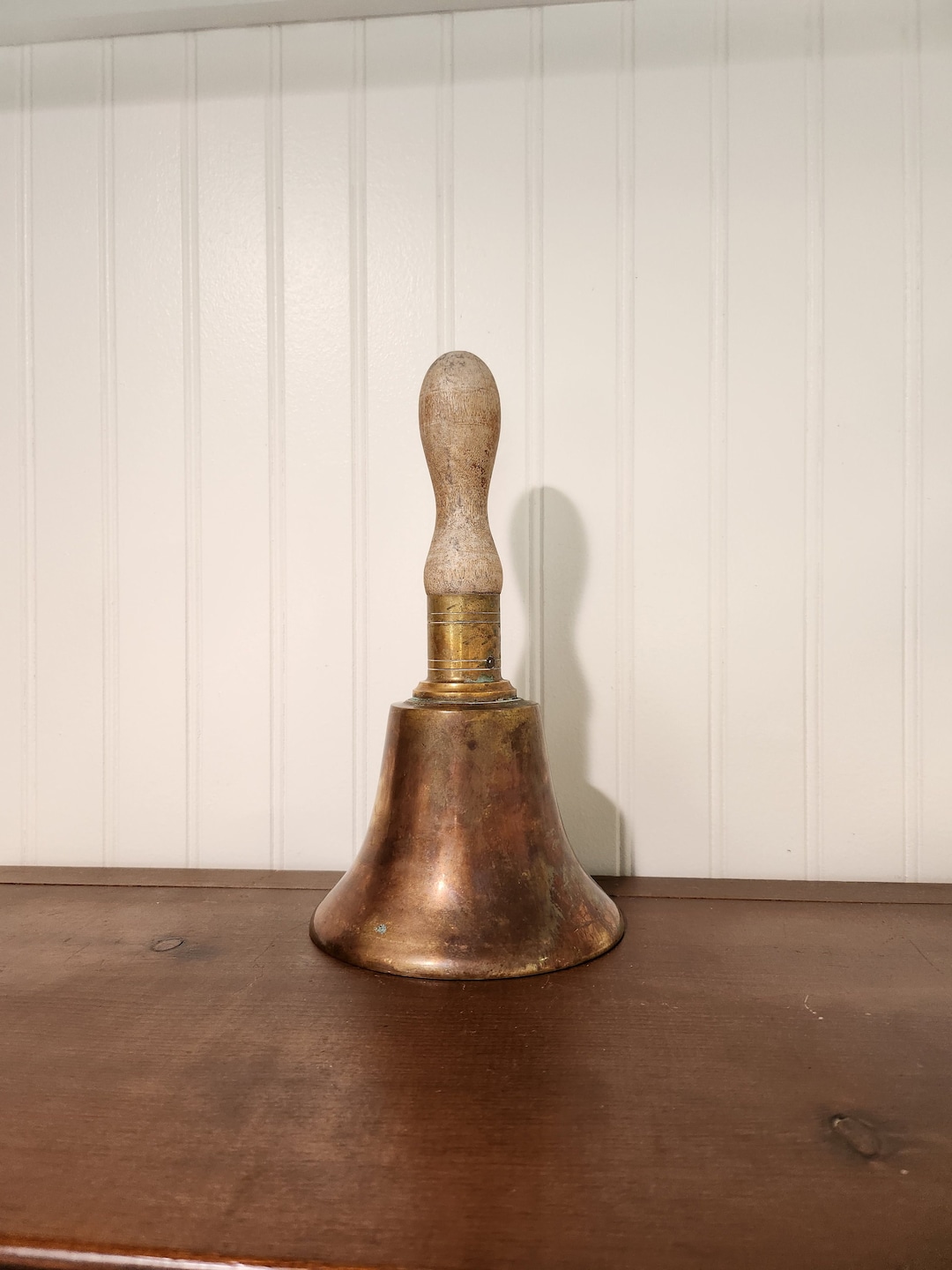 Large Vintage Brass Hand Bell School House Bell Vintage Teacher's Bell