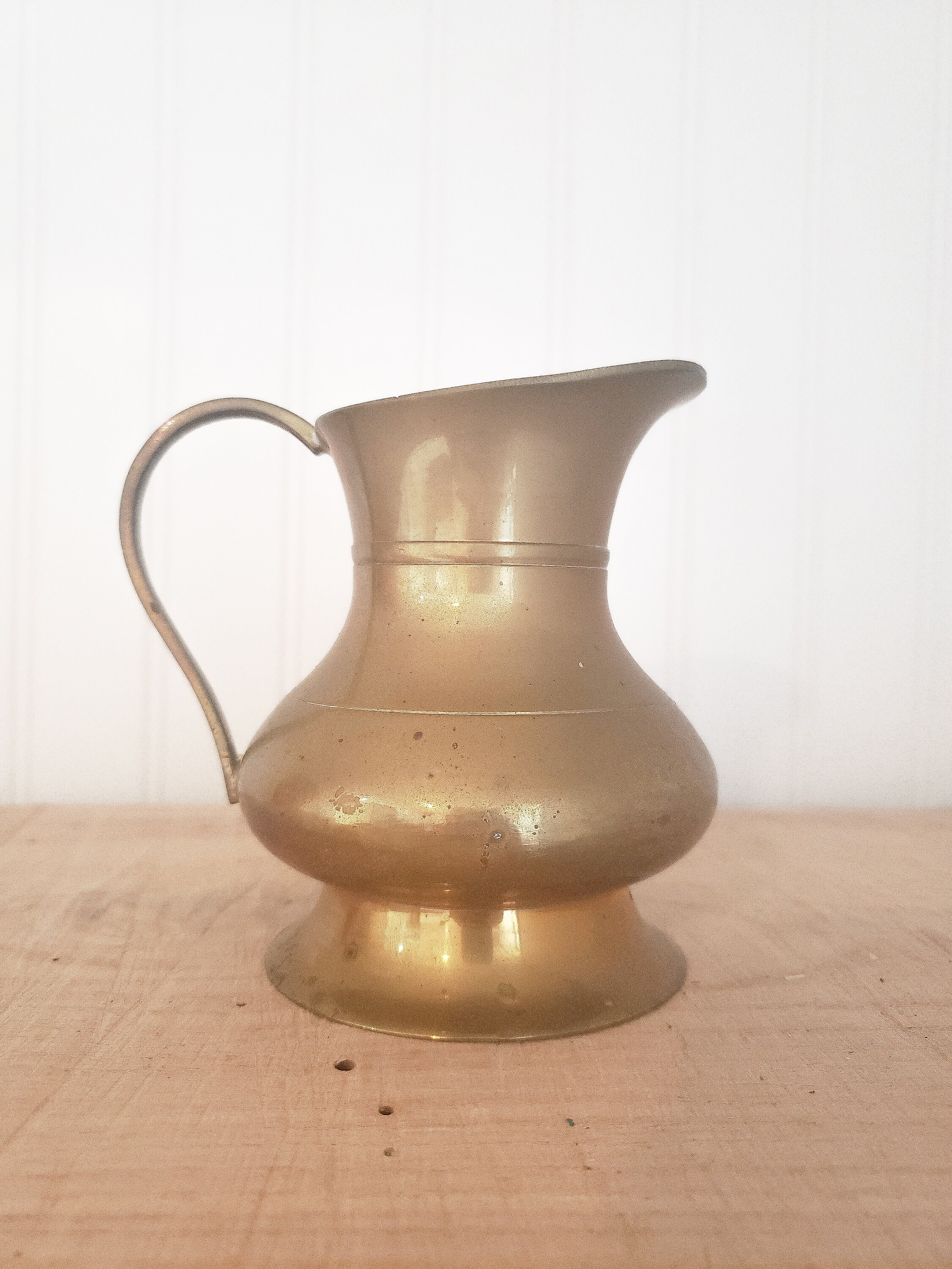 Small Vintage Brass Pitcher Vase Brass Décor Mid Century Etsy