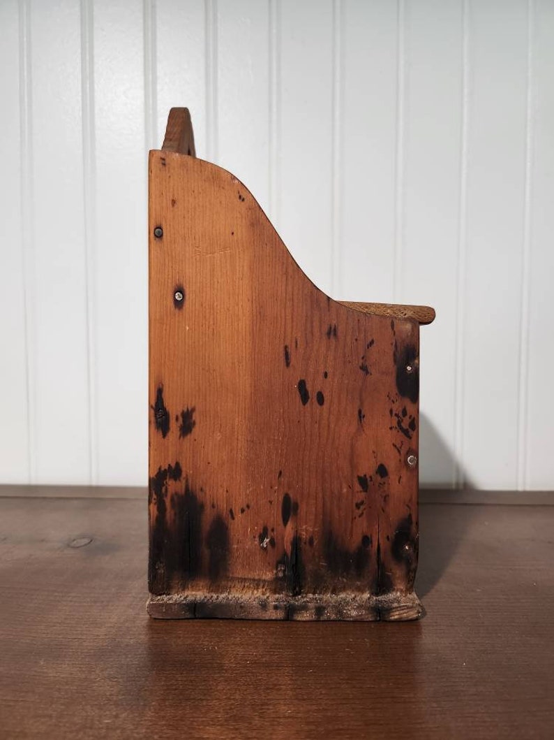 Vintage Wall Mounted Wooden Salt Box Primitive Hanging Wood Etsy