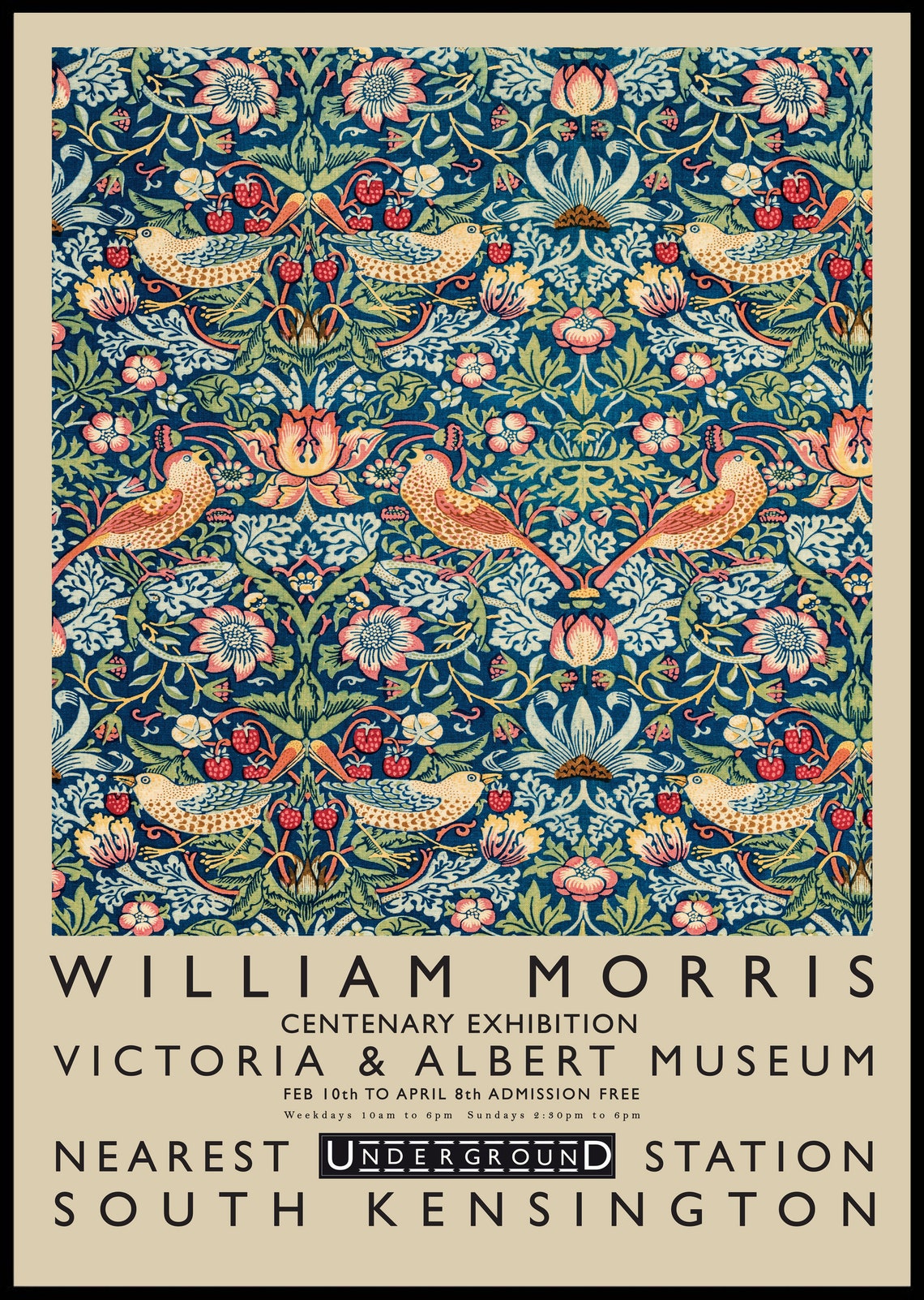 William Morris Exhibition Poster Victoria and Albert Museum Etsy