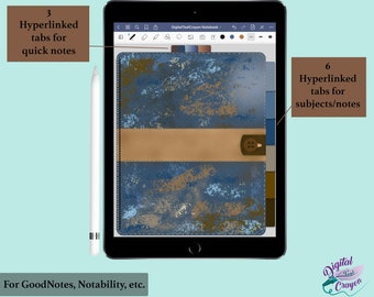 Digital Notebook, GoodNotes journal, subject notebook for students, GoodNotes notebook tabs, iPad diary, digital notes, Notability template.