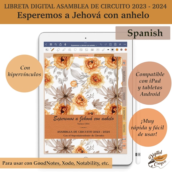 Asamblea de Circuito 2023 - 2024 Esperemos a Jehová con anhelo jw spanish cuaderno digital para jw GoodNotes, Notability, Xodo. JW Español