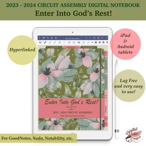 Enter Into God’s Rest JW Assembly digital notebook printable for iPad and Android tablets. JW digital download for GoodNotes, Notability