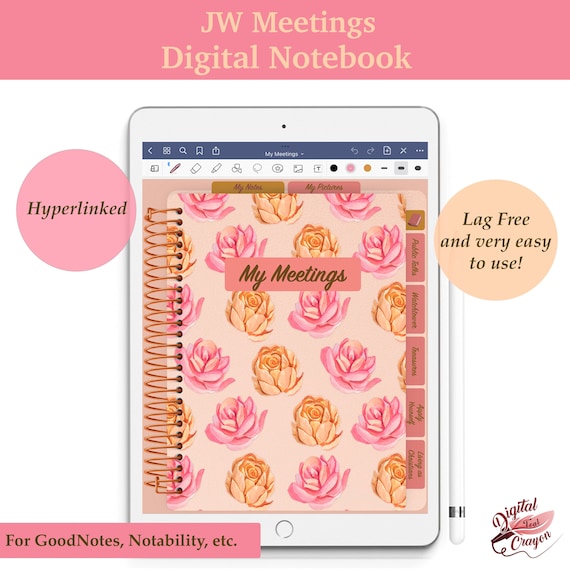JW Digital Meeting notebook for GoodNotes, Xodo, etc. JW Notepad. JW meeting workbook personal study for iPad & Android tablets. Jw pdf