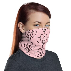 LOTUS FLOWER PATTERN Neck Gaiter, Cloth Face Mask, Snood Face Cover, Unisex Breathable Bandana, Reusable & Washable, Durable Tube Headband