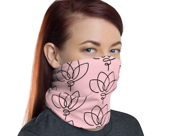 LOTUS FLOWER PATTERN Neck Gaiter, Cloth Face Mask, Snood Face Cover, Unisex Breathable Bandana, Reusable & Washable, Durable Tube Headband