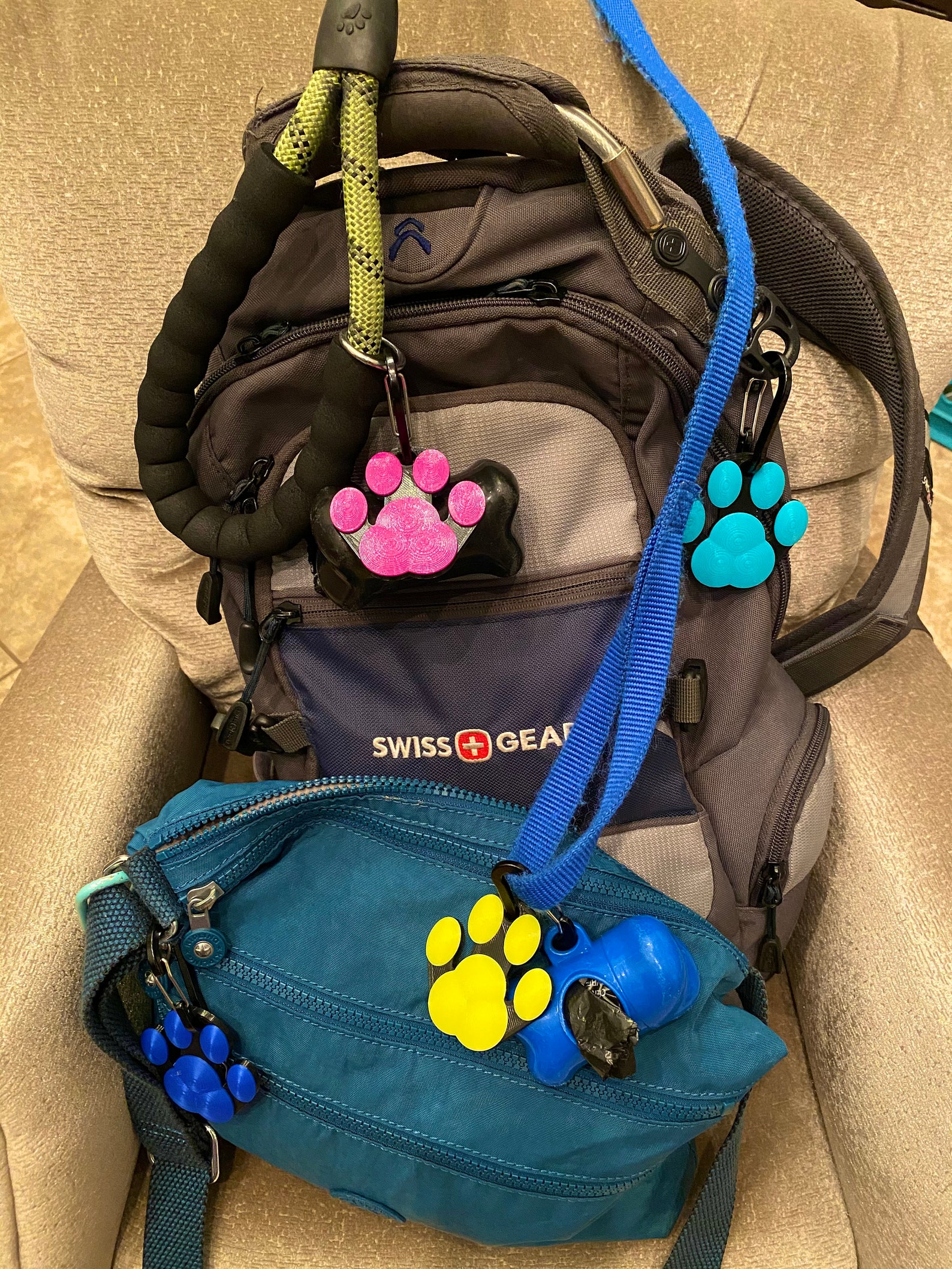 Hands free dog poop bag holder. Full dog waste bag carrier. Etsy