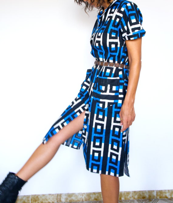 Vintage midi dress, dress print bright, long jacke