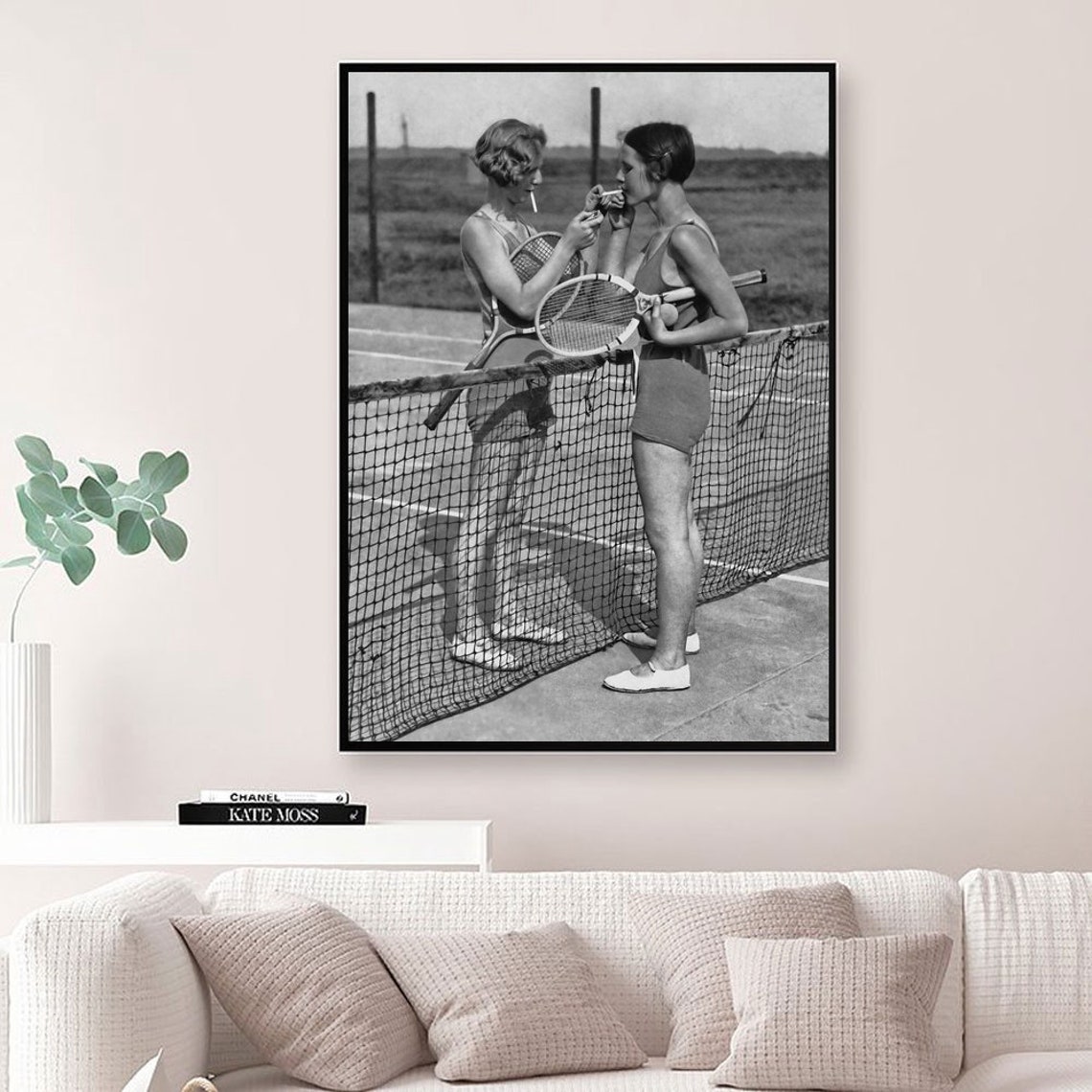 Vintage smoking tennis women cigarettes Canvas Poster Art Wall Etsy