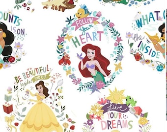 150 1mtr disney princess love hearts top quality 100/%cotton extra wide COTTON 60 inches cm wide Mtr price.