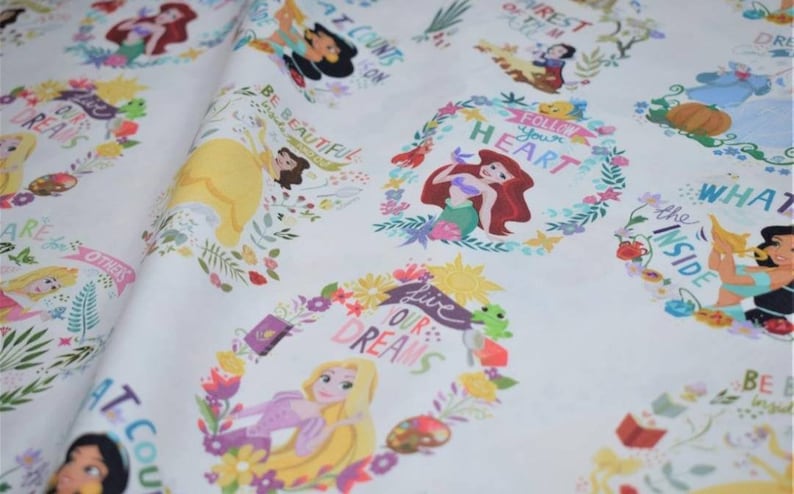 150 1mtr disney princess love hearts top quality  100/%cotton extra wide COTTON 60 inches cm wide Mtr price.