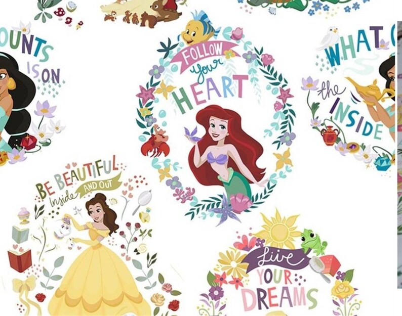 150 1mtr disney princess love hearts top quality 100/%cotton extra wide COTTON 60 inches cm wide Mtr price.